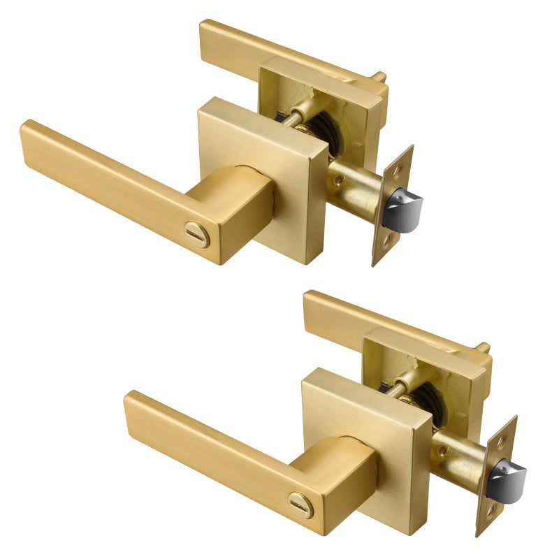 NCSEN 2 Pack Gold Door HandlesInterior Door Handles for Bath BedroomTurn Lock Privacy Door Handle - Image 2