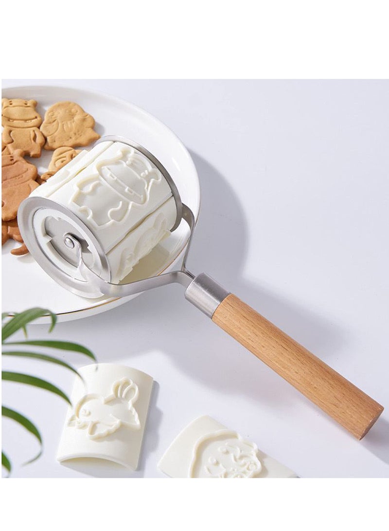 SYOSI Cartoon Animal Cookie Cutter, Rolling Baking Molds Cookie Cutters Set, Reusable Biscuit Cutter with 32 Animals Patterns Embossed Cookie Stamps - Image 3