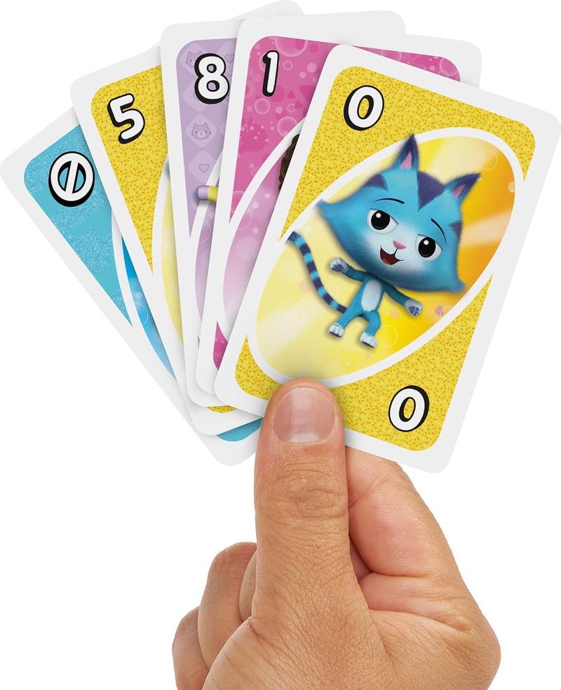ماتيل جيمز لعبة بطاقات UNO Junior Gabby’s Dollhouse من للحفلات الأطفال، ليالي العائلة، العطلات والسفر - Image 2