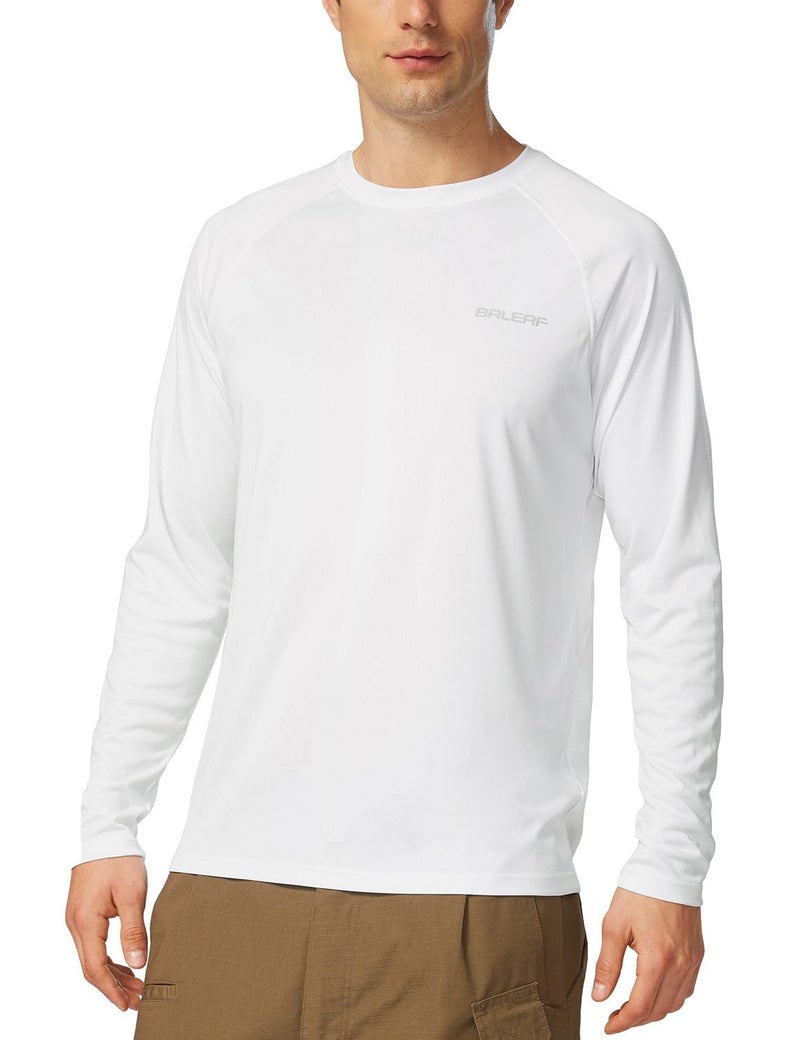 baleaf Men's Sun Protection Shirts UV SPF T-Shirts UPF 50+ Long Sleeve Rash Guard Fishing Running Quick Dry White Size XXXL - Image 1