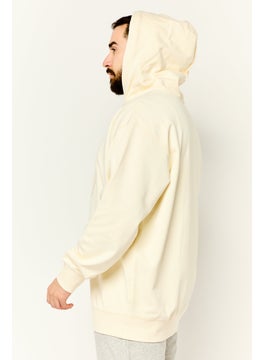 GANT Men Embroidered Logo Long Sleeve Hoodie, Cream  - Image 2