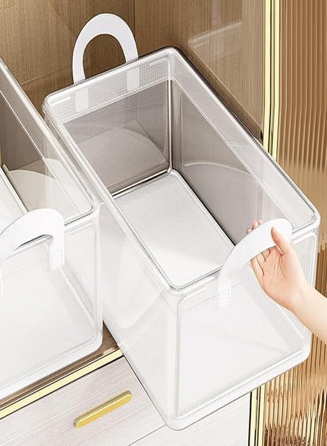 Wrixty Transparent Foldable Wardrobe Organizer Boxes | Stackable Plastic Storage Bins with Lid & Handles | Clothes Organizer for Closet, Sarees, Shirts, Toys & Home Storage Solutions - Image 5