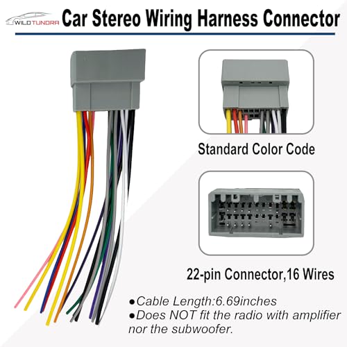 WildTundra 22Pin Radio Wiring Harness with Antenna Adapter for Dodge 2002-2010 Chrysler 2000-2007 Jeep 2003-2008 Aftermarket Car Stereo Wiring Harness Connector Car Stereo Radio Wiring Harness Cable Install Kit - Image 2