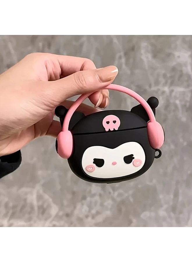 غطاء كولومي سانريو كرومي ناعم لطيف لسماعات Apple AirPods Pro الجيل الثاني، واقي باللونين الوردي والأسود - Image 4