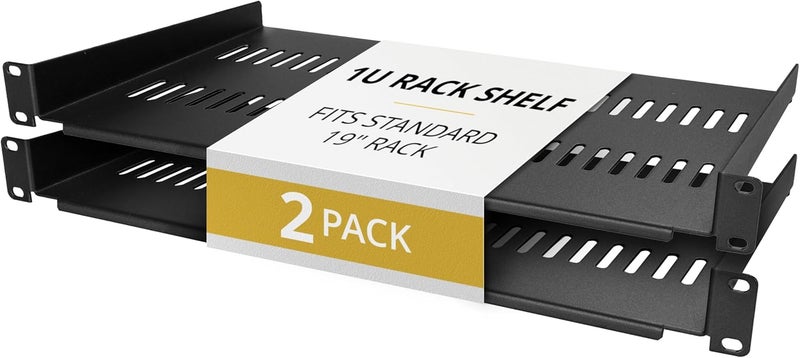 StarTech 2-Pack 1U Server Rack Shelf, Vented Rackmount Cantilever Tray for 19" Network Rack or Cabinet, Heavy-Duty 10" (25cm) Deep, Up to 44lb (20kg) Each - Image 1