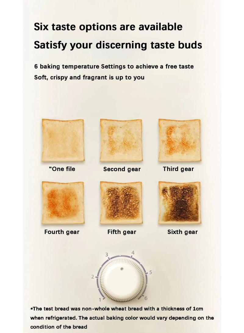 Flushrenic Toaster, 2-slice toaster, 90-second toasting, automatic shut-off function, ultra-wide slot, 6 types of toast Settings, detachable breadcrumb tray - Image 4