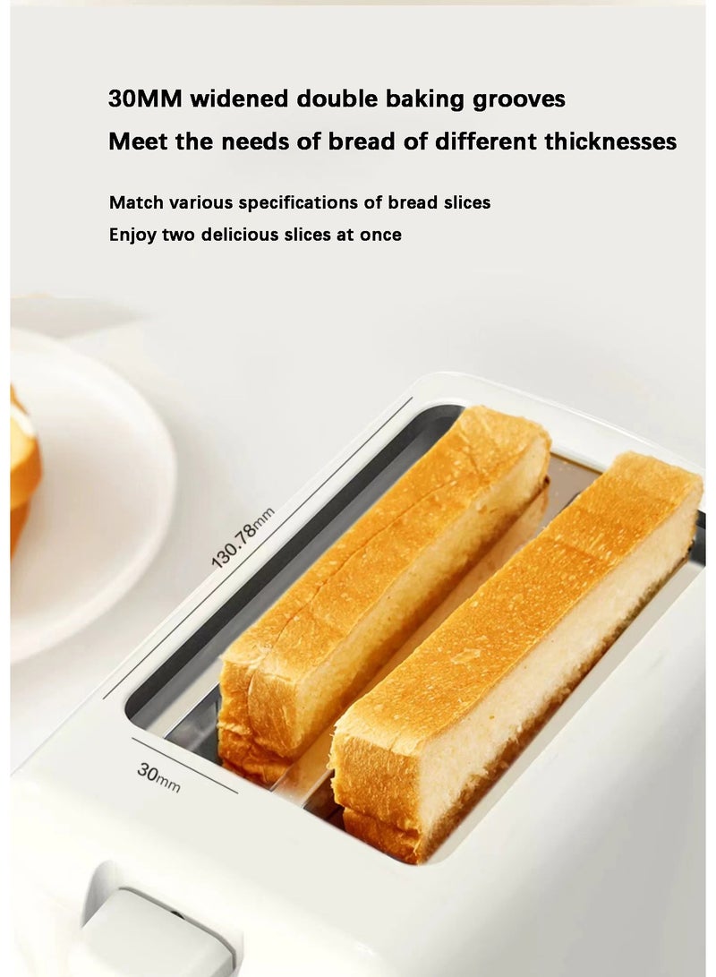 Flushrenic Toaster, 2-slice toaster, 90-second toasting, automatic shut-off function, ultra-wide slot, 6 types of toast Settings, detachable breadcrumb tray - Image 5