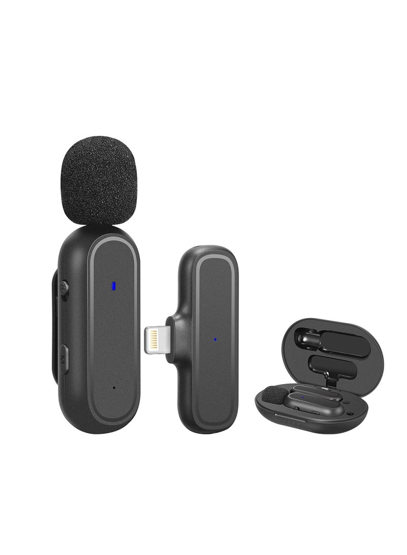Wireless Microphones with Charging Case Portable Video Recording Studio Rechargeable Mic Receiver Low Latency Interview (1 Lightning MIC)  - Image 1