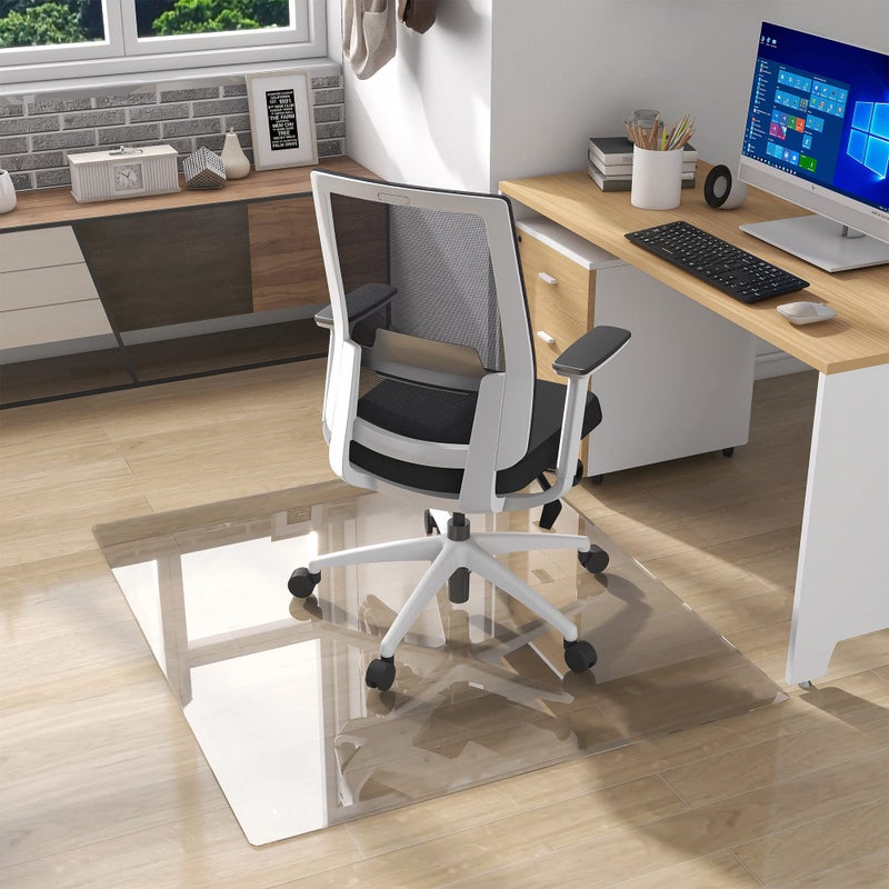 Natsukage Natsukage Glass Chair Mat 46 x 53 14 Thick Tempered Glass Office Chair Mats Desk Chair Mat for Carpet or Hardwood Floor Computer Chair Mat Floor ProtectorTransparent 