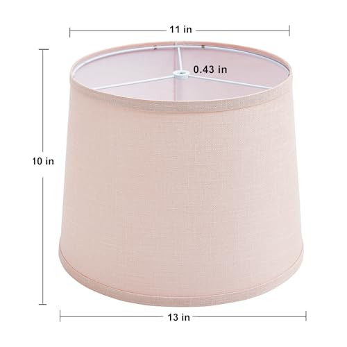Luvkczc Lampshades Set of 2 for Table Floor Lamp Drum Lamp Shades 127 Top x 127 Bottom x 10 High Natural Linen Hand Crafted Lamp Shade Harp Holder Included - Image 3
