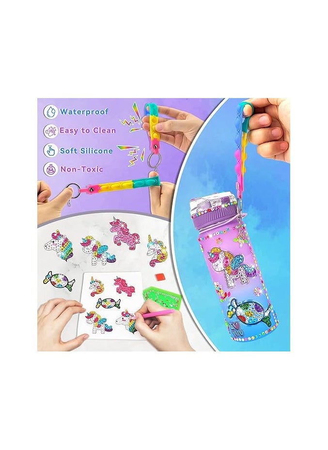 NIBEMINENT Decorate Your Own Water Bottle Kits for Girls Age 4-6-8-10,Unicorn Gem Diamond Painting Crafts,Fun Arts and Crafts Gifts Toys for Girls Birthday(Unicorn)  - Image 3