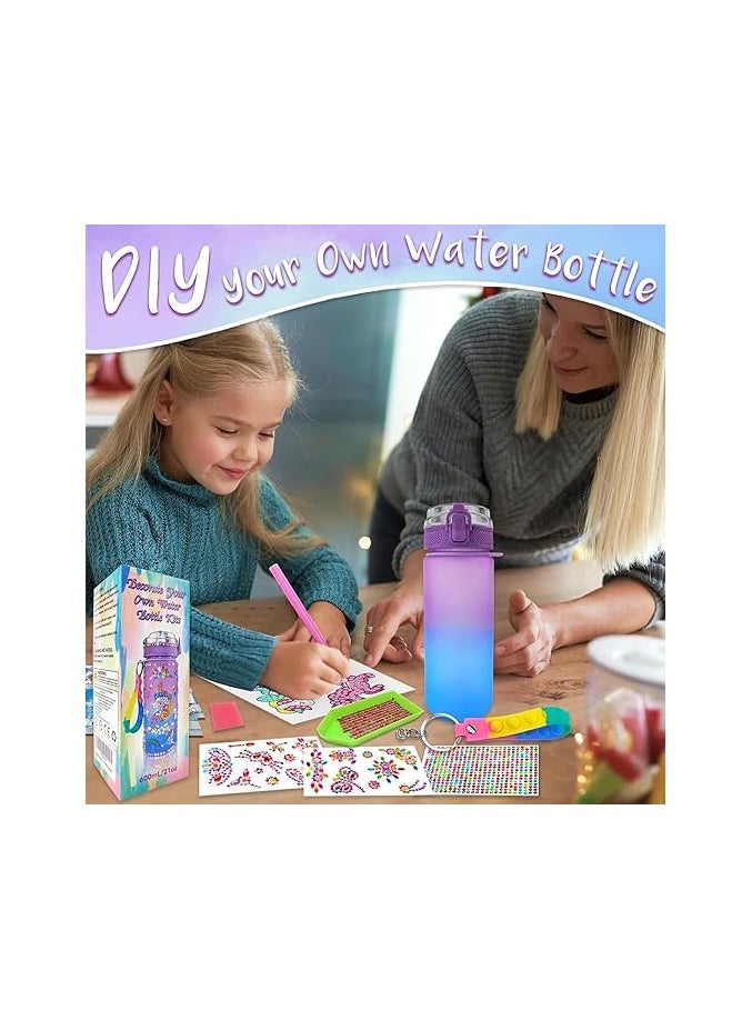 NIBEMINENT Decorate Your Own Water Bottle Kits for Girls Age 4-6-8-10,Unicorn Gem Diamond Painting Crafts,Fun Arts and Crafts Gifts Toys for Girls Birthday(Unicorn)  - Image 2