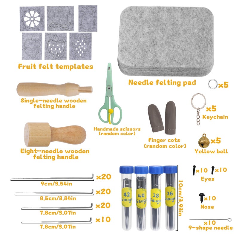 SOCNITC 20 Colors Needle Felting Kits for Beginners, Needle Supplies Kits with Tools,Wool Roving Set, Needle Felting Tools Kit with Needles, Felting Pad for DIY Handcrafts Decoration - Image 2