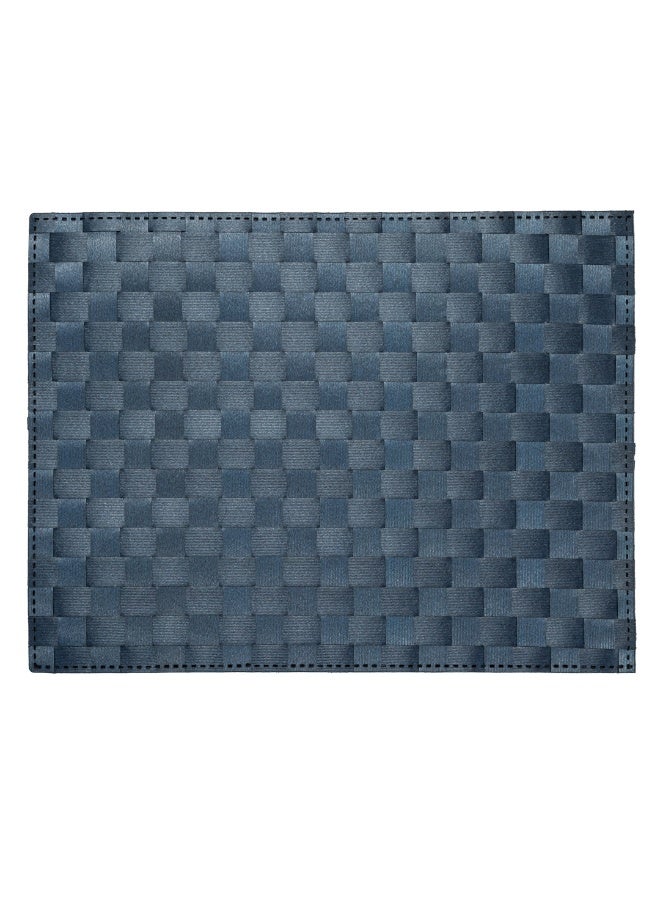Restaurantware Macroweave 16 x 12 Inch Woven Placemats, Set Of 6 Rectangle Table Placemats - Durable, Easy To Clean, Navy Blue Plastic Placemats For Dining Table, For Homes or Restaurants, - Image 1