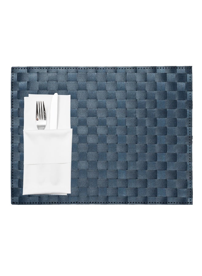 Restaurantware Macroweave 16 x 12 Inch Woven Placemats, Set Of 6 Rectangle Table Placemats - Durable, Easy To Clean, Navy Blue Plastic Placemats For Dining Table, For Homes or Restaurants, - Image 2
