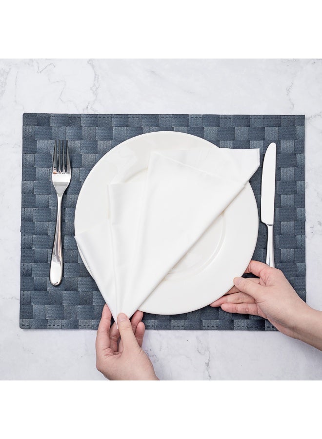 Restaurantware Macroweave 16 x 12 Inch Woven Placemats, Set Of 6 Rectangle Table Placemats - Durable, Easy To Clean, Navy Blue Plastic Placemats For Dining Table, For Homes or Restaurants, - Image 5