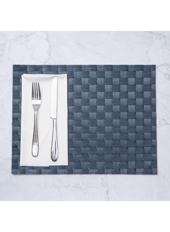 Restaurantware Macroweave 16 x 12 Inch Woven Placemats, Set Of 6 Rectangle Table Placemats - Durable, Easy To Clean, Navy Blue Plastic Placemats For Dining Table, For Homes or Restaurants, - Image 3