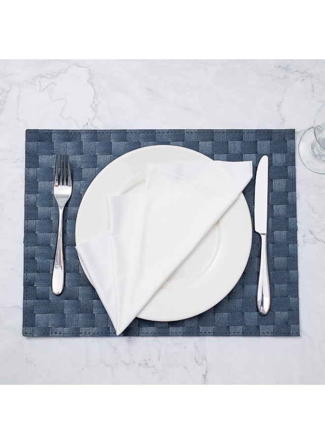 Restaurantware Macroweave 16 x 12 Inch Woven Placemats, Set Of 6 Rectangle Table Placemats - Durable, Easy To Clean, Navy Blue Plastic Placemats For Dining Table, For Homes or Restaurants, - Image 4