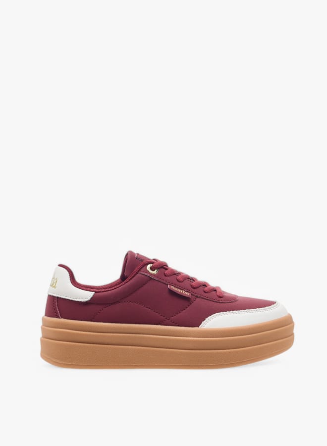 SAMBA Womens' Panelled Lace-Up Sneakers - Image 3