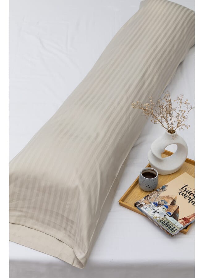 MEHALLA Long Pillowcase Set - Satin - Double - Light Grey -160 cm *45 cm - 100% Egyptian Cotton