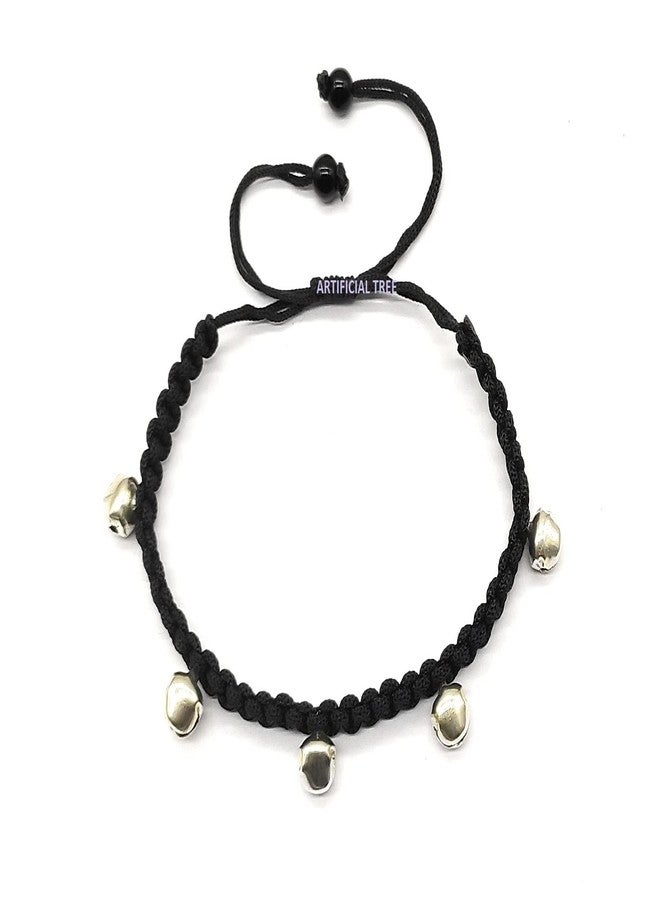 ARTIFICIAL TREE German Silver Ghungroo Charms Black Thread Adjustable Anklet for Women and Girls (AT ANK 033) - Image 3