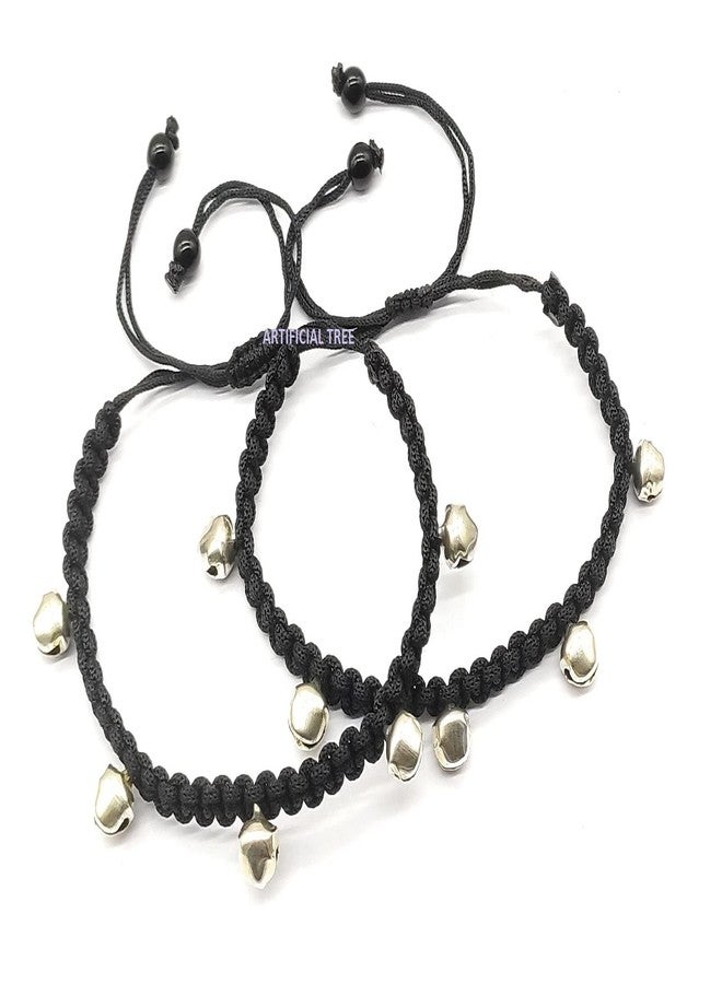 ARTIFICIAL TREE German Silver Ghungroo Charms Black Thread Adjustable Anklet for Women and Girls (AT ANK 033) - Image 2
