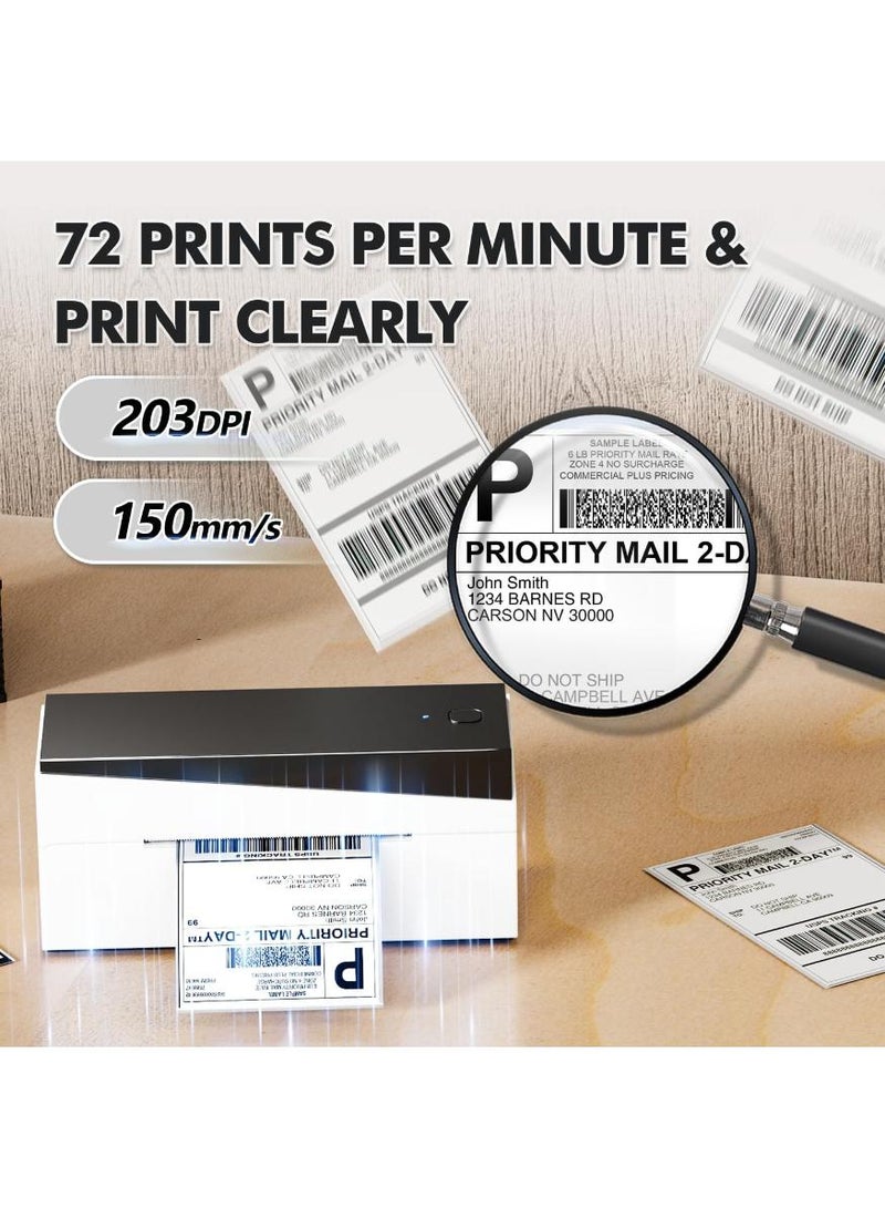 فوميمو طابعة ملصقات حرارية بلوتوث PM249-BT، طابعة ملصقات شحن لاسلكية للشركات الصغيرة، طابعة ملصقات لشحن الطرود، متوافقة مع iPhone وAndroid (أبيض + أسود) - Image 3
