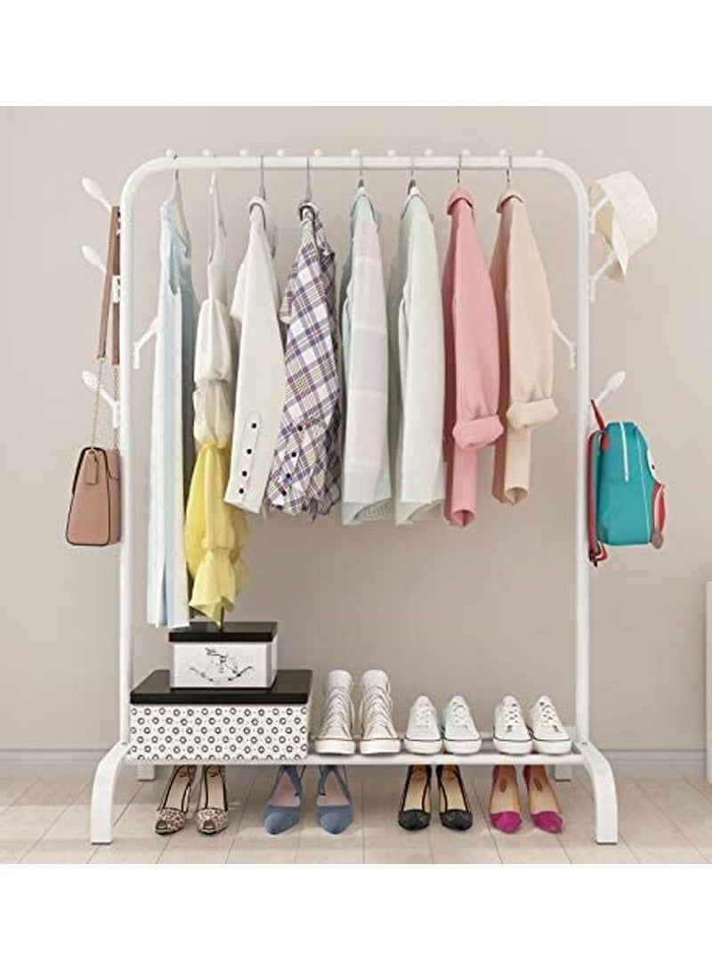 Clothes Rack Metal Garment Racks Heavy Duty Indoor Bedroom Cool Clothing Hanger with Top Rod and Lower Storage Shelf high Storage Rack - Image 4