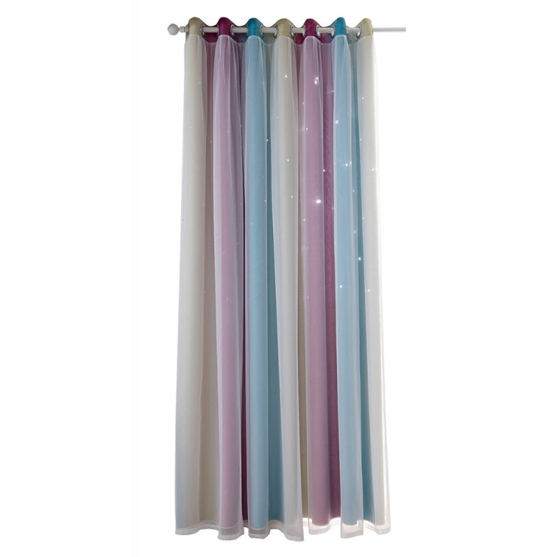 1PC Star Curtain Blackout High Precision Curtains for Kids Girls Bedroom Living Room Colorful Double Layer Star Window Curtains - Image 1