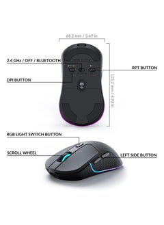 M3 Wireless Mouse, PAW3395 Sensor with Programmable Macro Button 26,000 DPI Supports 2.4 GHz/Bluetooth 5.1, 79g Ultra-Light Ergonomic Design Up to 70 Hours Using for PC Mac Laptop - pzsku/Z9434526220E37F70619DZ/45/_/1687272528/d6d519d4-d80f-4f59-b988-8fd3823173d9