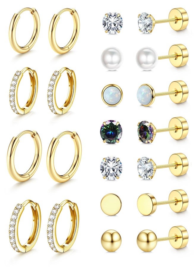 جي ستايل أقراط حلقية صغيرة مضادة للحساسية من Jstyle للنساء، مصنوعة من الفولاذ الجراحي المقاوم للصدأ، بتصميم مسطح من الخلف، مناسبة للأذنين الحساسة. أقراط فضية عصرية، مجموعة أقراط غضروفية متعددة الاستخدامات، هدية مثالية لمحبي ثقب الأذن. - Image 1