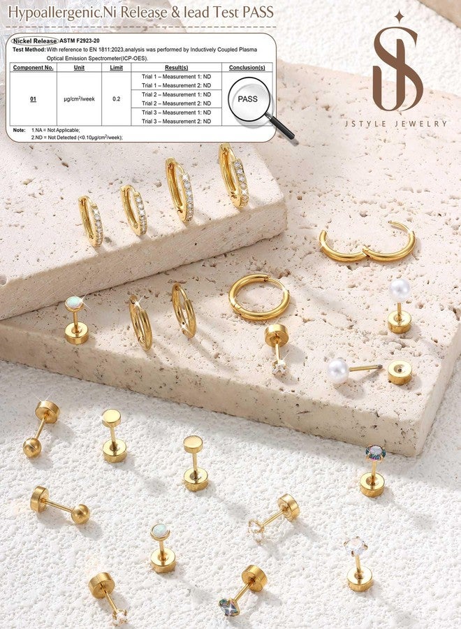 جي ستايل أقراط حلقية صغيرة مضادة للحساسية من Jstyle للنساء، مصنوعة من الفولاذ الجراحي المقاوم للصدأ، بتصميم مسطح من الخلف، مناسبة للأذنين الحساسة. أقراط فضية عصرية، مجموعة أقراط غضروفية متعددة الاستخدامات، هدية مثالية لمحبي ثقب الأذن. - Image 3