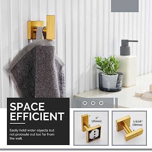 Angle Simple Towel Hook for Bathroom, SUS 304 Stainless Steel Robe Coat Hook for Wall, Hand Towel Holder, Brushed Gold - Image 3