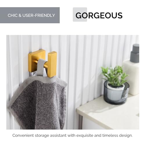 Angle Simple Towel Hook for Bathroom, SUS 304 Stainless Steel Robe Coat Hook for Wall, Hand Towel Holder, Brushed Gold - Image 5