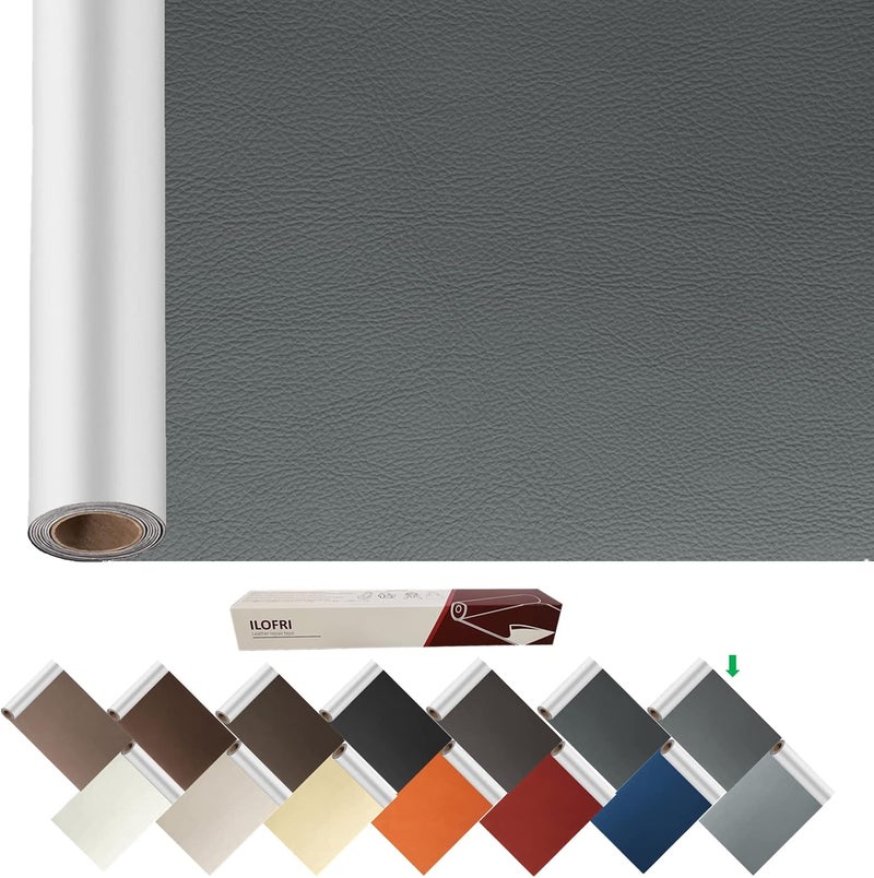 ILOFRI Large Leather Repair Patch Tape Dark Grey 60x17 inch, Durable Self Adhesive Backing, Vinyl and Leather Repair Kit for Couch, Car Seat, Furniture, Upholstery, Sofa - Dark Grey No.1 - Image 1