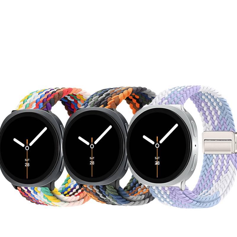 سوار ساعة ذكية سوار نايلون حلقي متوافق مع Samsung Galaxy Watch 8 بملاءمة قابلة للتعديل وحزام بديل للاستخدام اليومي باللون أبيض قابل للتعديل - NUR - Image 2