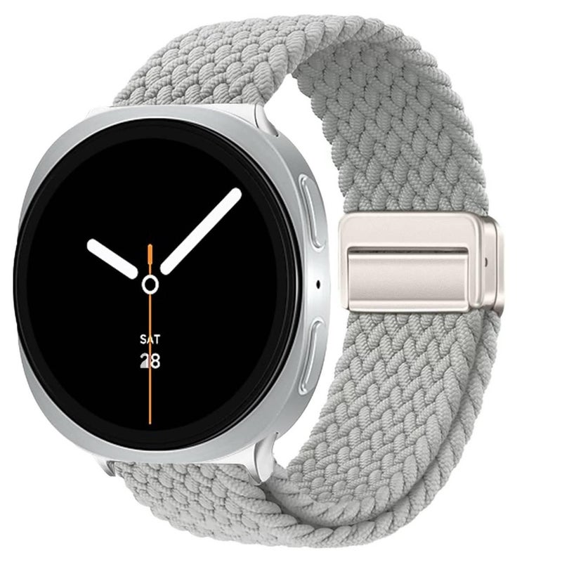 سوار ساعة ذكية سوار نايلون حلقي متوافق مع Samsung Galaxy Watch 8 بملاءمة قابلة للتعديل وحزام بديل للاستخدام اليومي باللون أبيض قابل للتعديل - NUR - Image 1