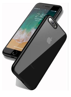 جراب حماية شفاف لموبايل ايفون 7 بلس و8 بلس / iPhone 7 Plus / 8 Plus مضاد للصدمات والخدوش من البولي كربونات والسيليكون المرن المضاد للأصفرار من تين تك - أسود