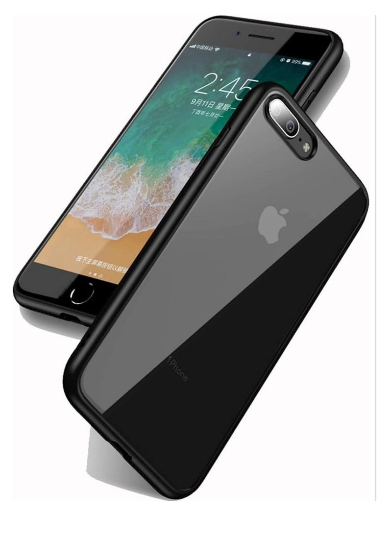 تين تك - جراب حماية شفاف لموبايل ايفون 7 بلس و8 بلس / iPhone 7 Plus / 8 Plus مضاد للصدمات والخدوش من البولي كربونات والسيليكون المرن المضاد للأصفرار من تين تك - أسود - Image 1