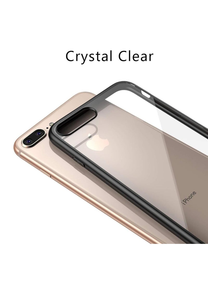 تين تك - جراب حماية شفاف لموبايل ايفون 7 بلس و8 بلس / iPhone 7 Plus / 8 Plus مضاد للصدمات والخدوش من البولي كربونات والسيليكون المرن المضاد للأصفرار من تين تك - أسود - Image 1