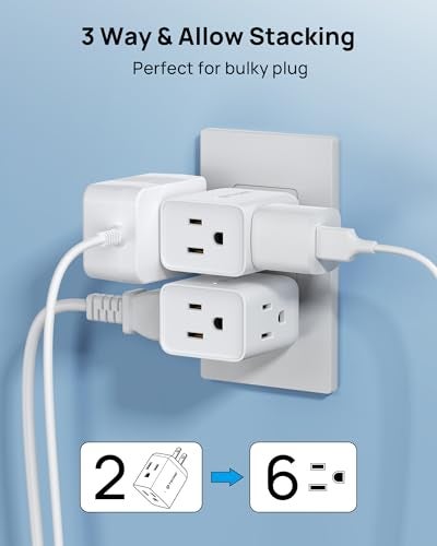 TROND 2 Prong to 3 Prong Outlet Adapter, Multi Plug Wall Outlet Extender, 3 Way Plug Splitter, Horizontal Wall Expander for Non-grounded Socket for Old Home Office Hotel Cruise Travel, 2 Pack, White - Image 3