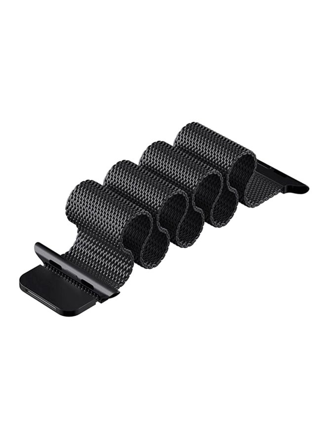 سوار ميلانو من الفولاذ المقاوم للصدأ لساعة أبل مقاس 42/44/45 ملم باللون الأسود أسود - Image 2