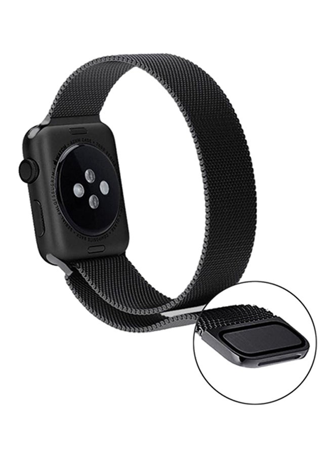 سوار ميلانو من الفولاذ المقاوم للصدأ لساعة أبل مقاس 42/44/45 ملم باللون الأسود أسود - Image 3