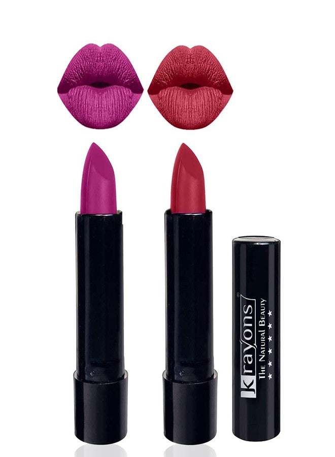 Krayons Cute Pop Moisturizing Matte Lipstick, Waterproof, Highly pigmented, French Rose, Orange Tango (Pack of 2) - Image 1
