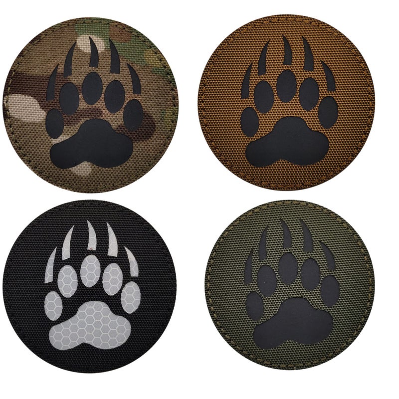 Round Bear Infrared Reflective Patches Sew on Appliques Decorate Badges Fastener Hook and Loop Backing Tactical Rocker Rider Motorcycle Biker Patch 315Inch Diameter