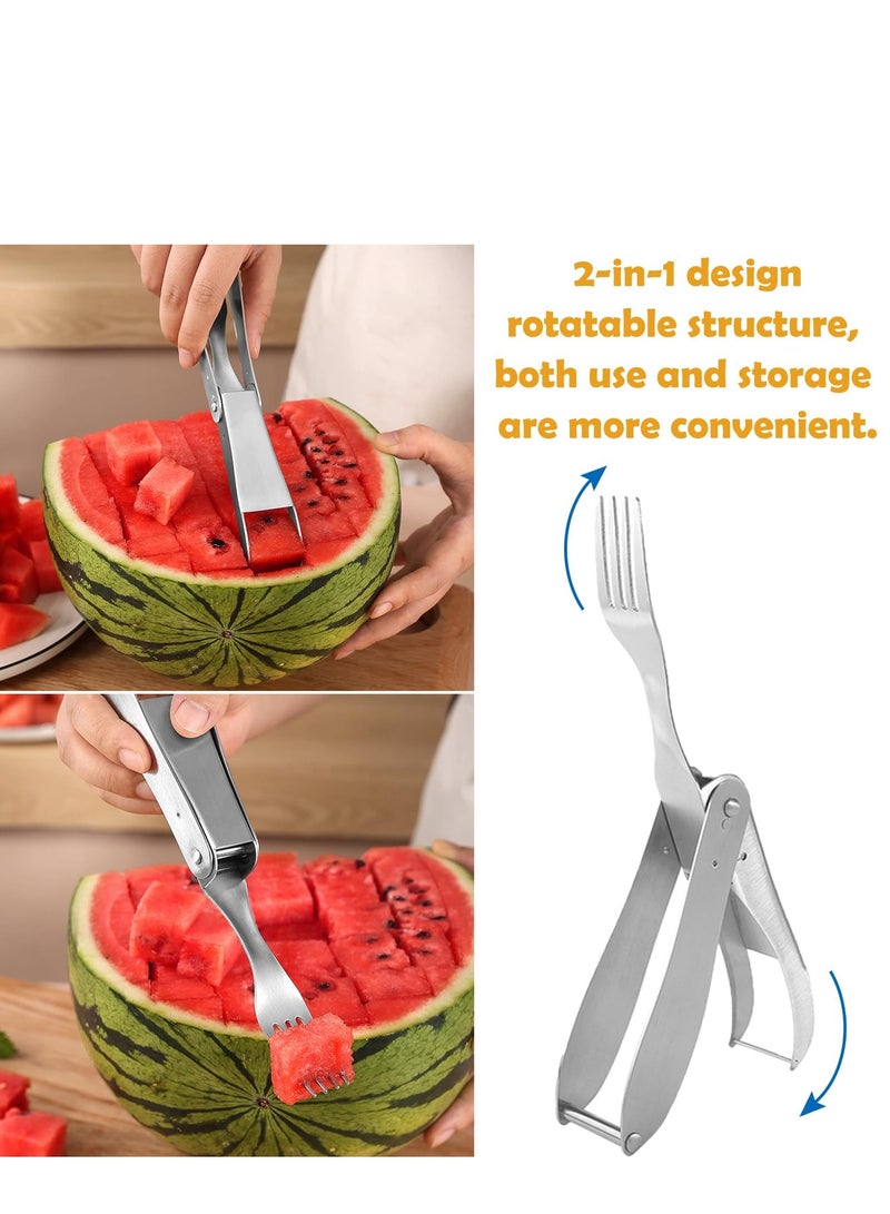 SOLARAE 2 in 1 Watermelon Fork Slicer Cutter, Dual Head Portable Artifact, Stainless Steel Fruit Watermelon Cutter, Suitable for Family Parties Kitchen Camping Artifact - Image 3