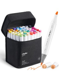 Ohuhu Alcohol Markers Brush Tip: 48-Color Double Tipped Art Marker Set For Artist Adults Coloring Illustrations -Honolulu -Brush & Chisel -Refillable  - Image 1