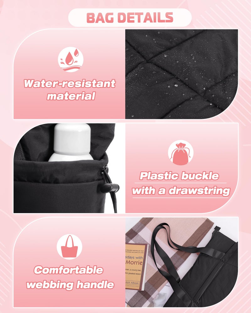 Smasrob Puffer Tote Bag for Women, Lightweight Tote Bag for Work and School, Black - Image 5