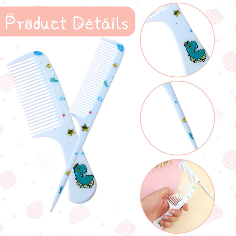 Styquenzer Cute Hair Comb Set, 2 Pcs Mini Combs for Women Fine Tooth Rat Tail Combs Portable Detangling Hair Comb for Women Girls All Hair Types Long Short Wet Dry Curly Straight Hair (Blue Dinosaur) - Image 3