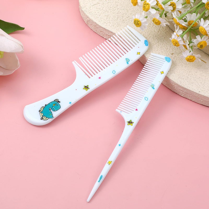 Styquenzer Cute Hair Comb Set, 2 Pcs Mini Combs for Women Fine Tooth Rat Tail Combs Portable Detangling Hair Comb for Women Girls All Hair Types Long Short Wet Dry Curly Straight Hair (Blue Dinosaur) - Image 4